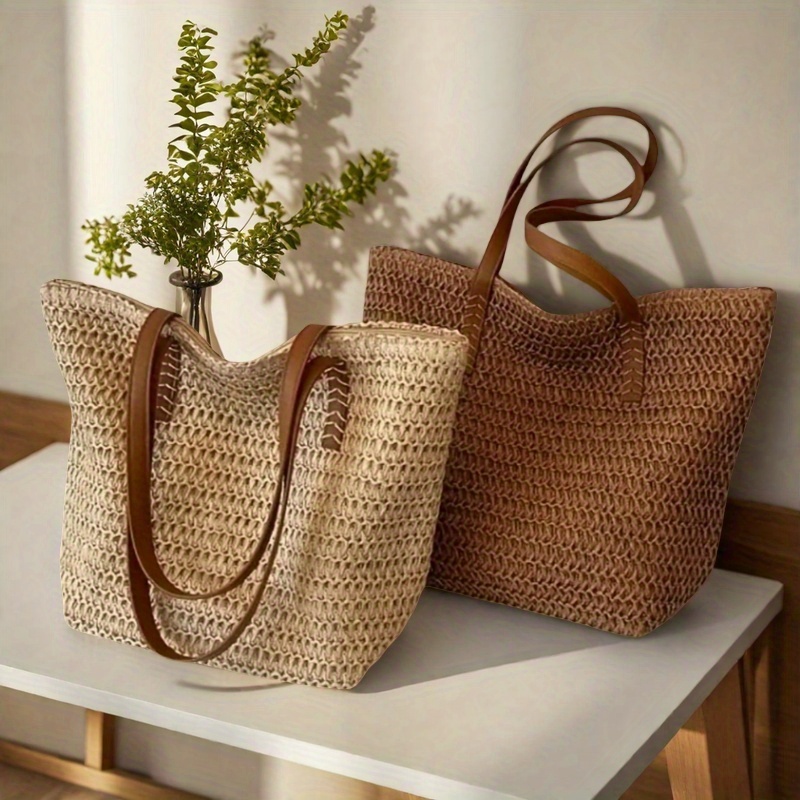 حقيبة نسائية منسوجة عصرية ومتع - مراجعة Crochet Bag Raffia وسعره