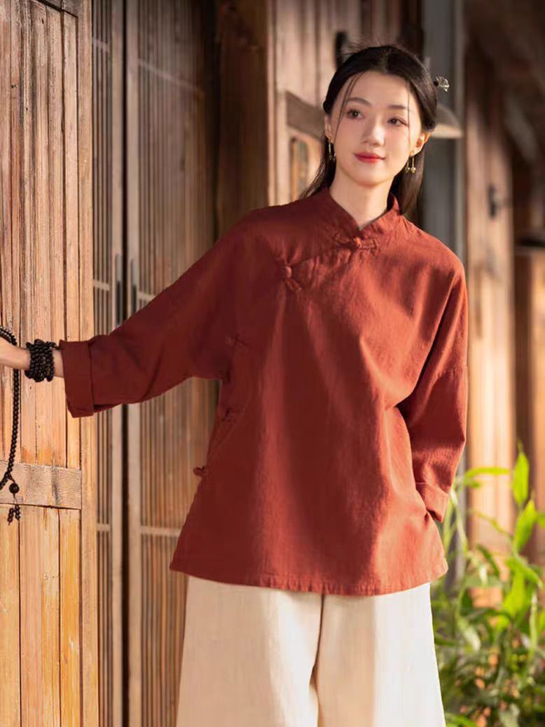 طقم قميص فضفاض بأكمام طويلة من - مراجعة Linen Pant Wide وسعره