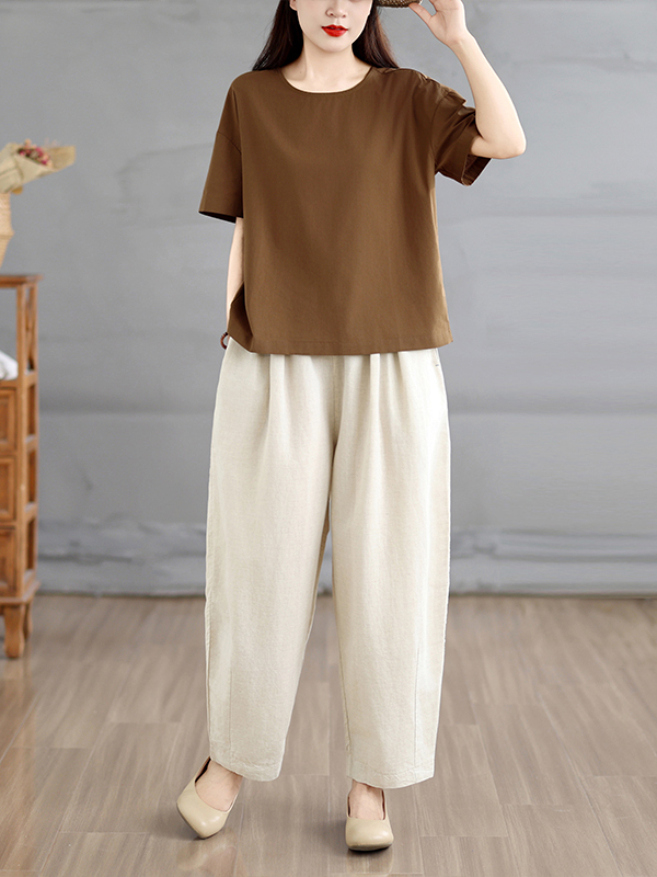 طقم نسائي صيفي بأسلوب عرقي، بن - مراجعة Linen Pant Wide وسعره